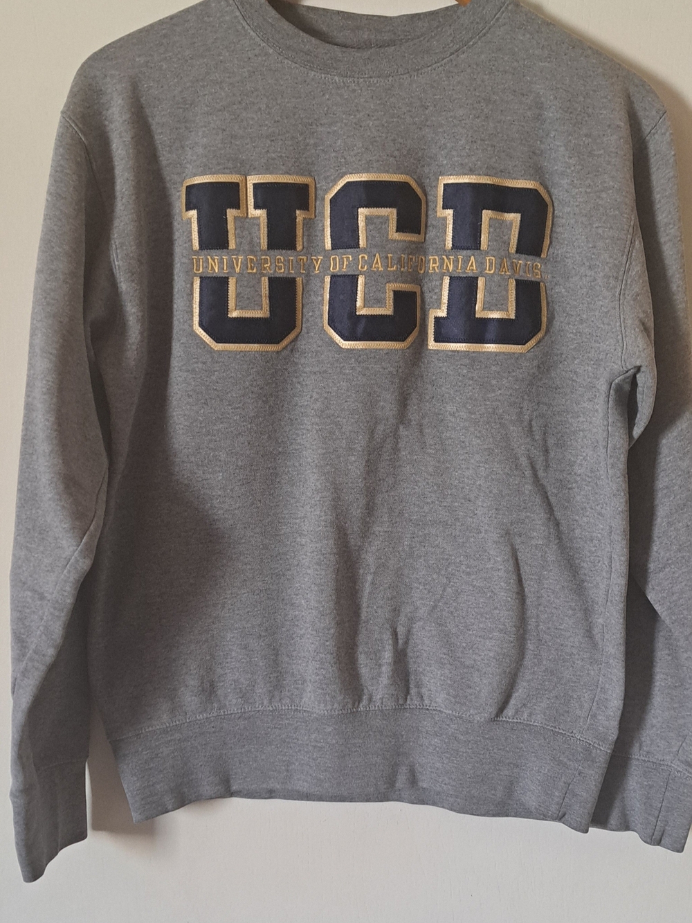 Blue 84 Grey Crewneck with Navy and Gold UCD Logo